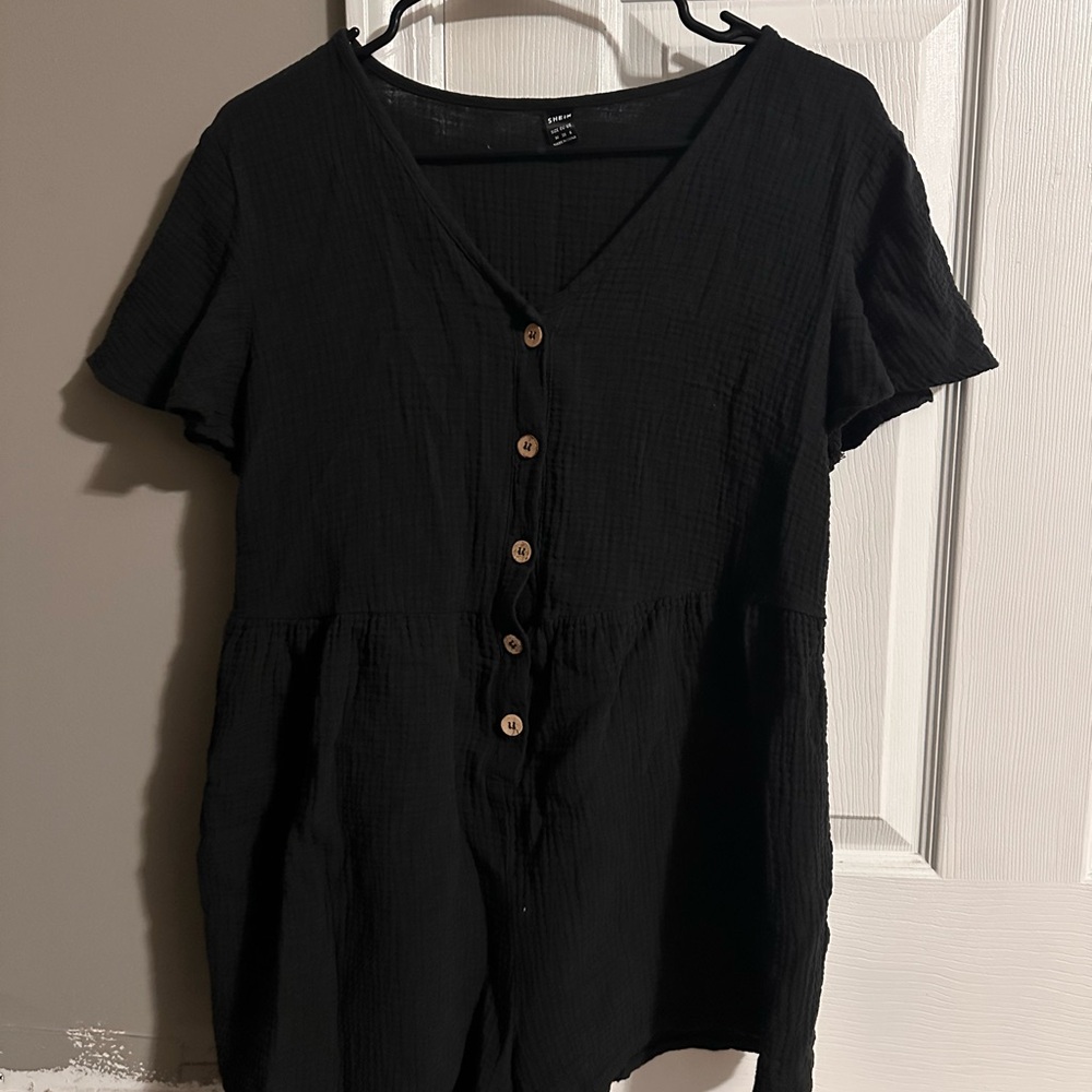Black Button-Up Romper